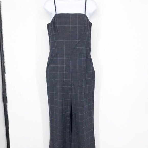 Banana Republic Gray& Silver Plaid Sleeveless Jumpsuit  Size 2  New - Picture 1 of 11